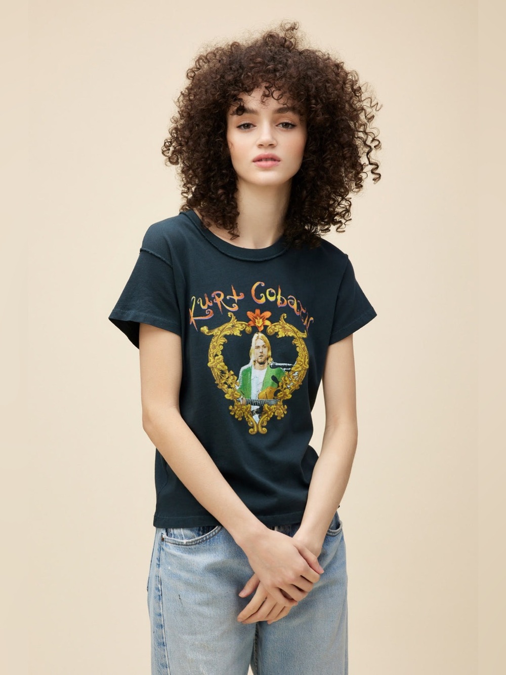 NWT DAYDREAMER KURT COBAIN HEART FRAME REVERSE GF TEE, VARIOUS SIZES